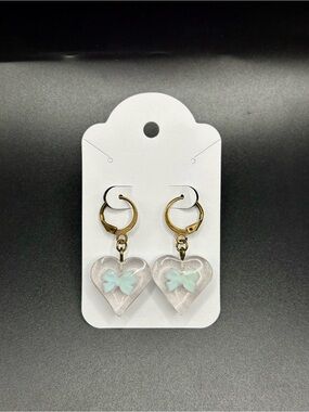 Heart Earrings with Bow Accents